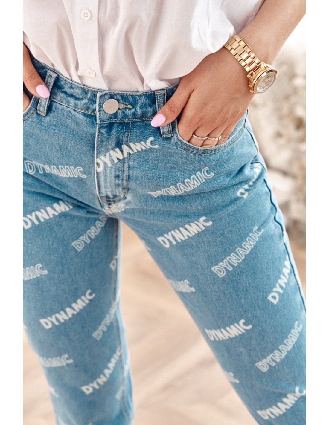 Jeans pants with Boyfriend inscriptions 1125 - Online store - Boutique